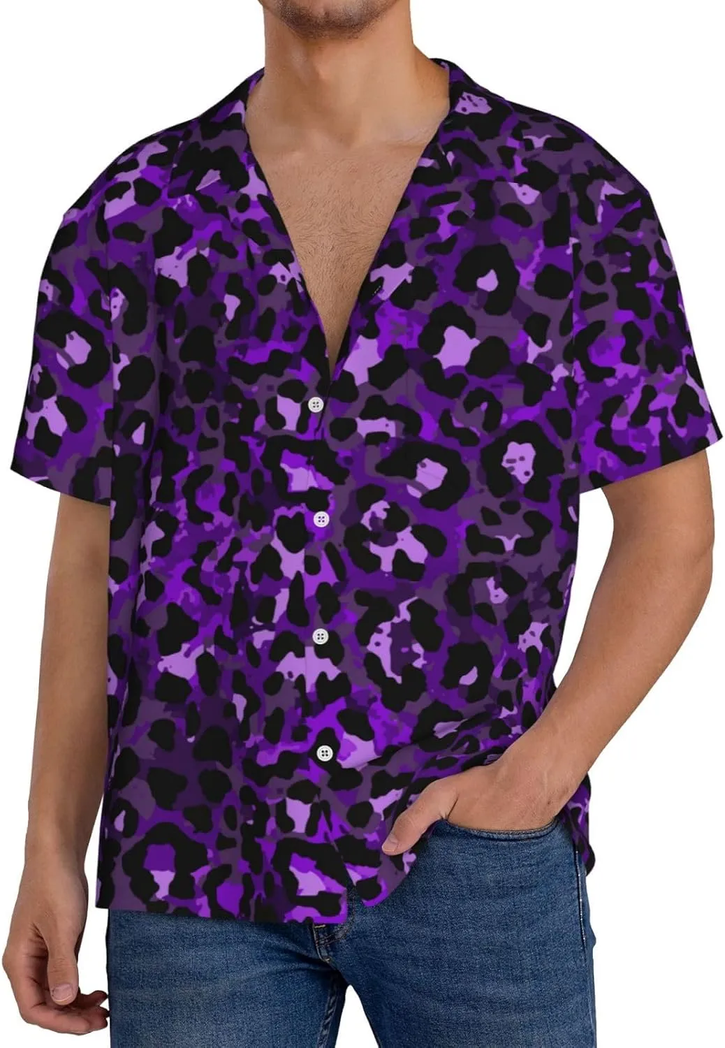 Men's Hawaiian Floral Polyester Linen Button Down Tropical Holiday Beach Shirts