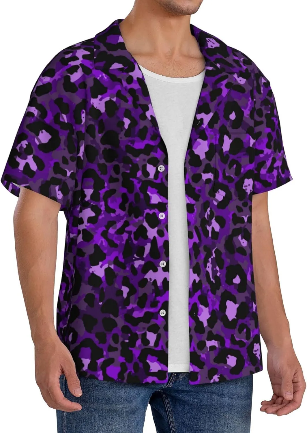 Men's Hawaiian Floral Polyester Linen Button Down Tropical Holiday Beach Shirts