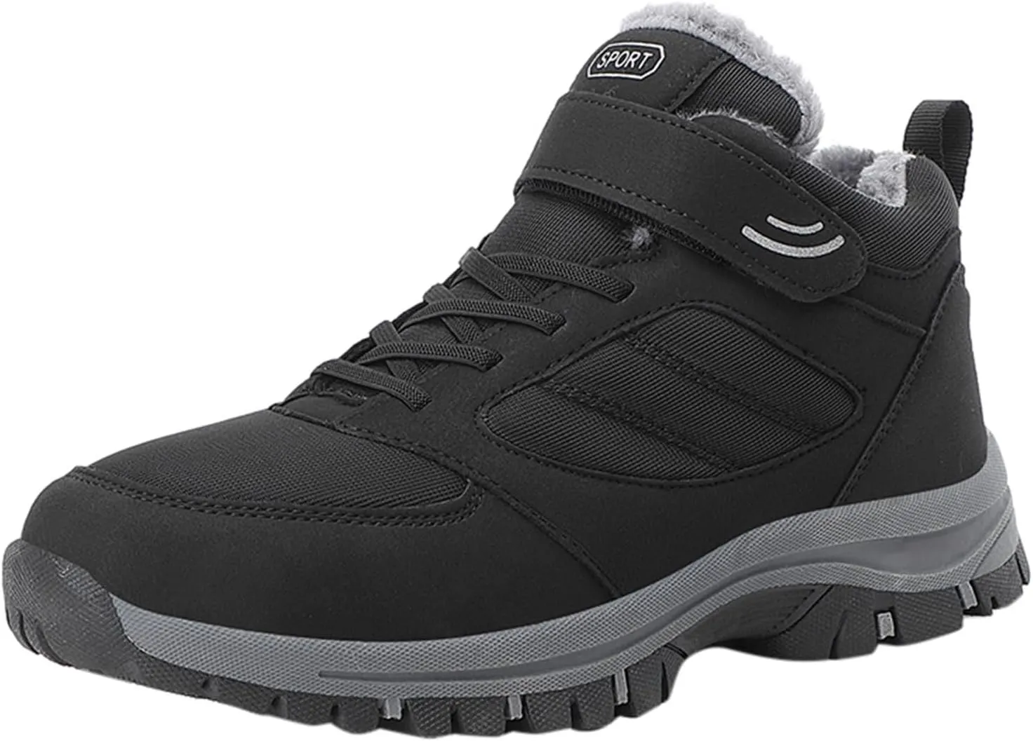 Men's Snow Boots Outdoor Hiking Boots Warm Villi Boots Anti-Slip Waterproof Walking Boots Lightweight Gym Sneakers
