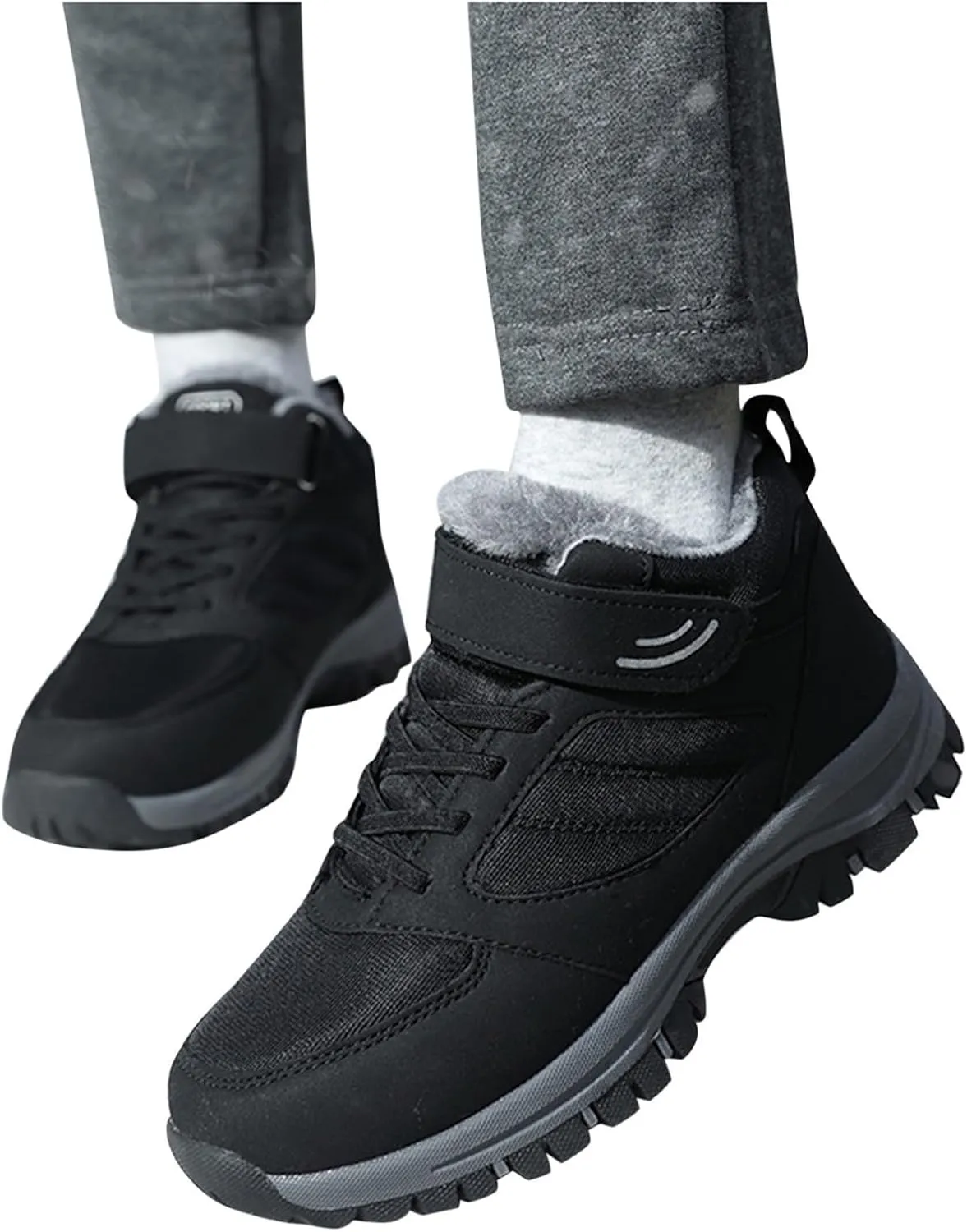 Men's Snow Boots Outdoor Hiking Boots Warm Villi Boots Anti-Slip Waterproof Walking Boots Lightweight Gym Sneakers