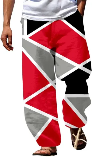 Mens Summer Casual Trousers Tactical Holiday Lightweight Vacation Beach Leisure Pant 2024 Drawstring Straight Leg Streetwear