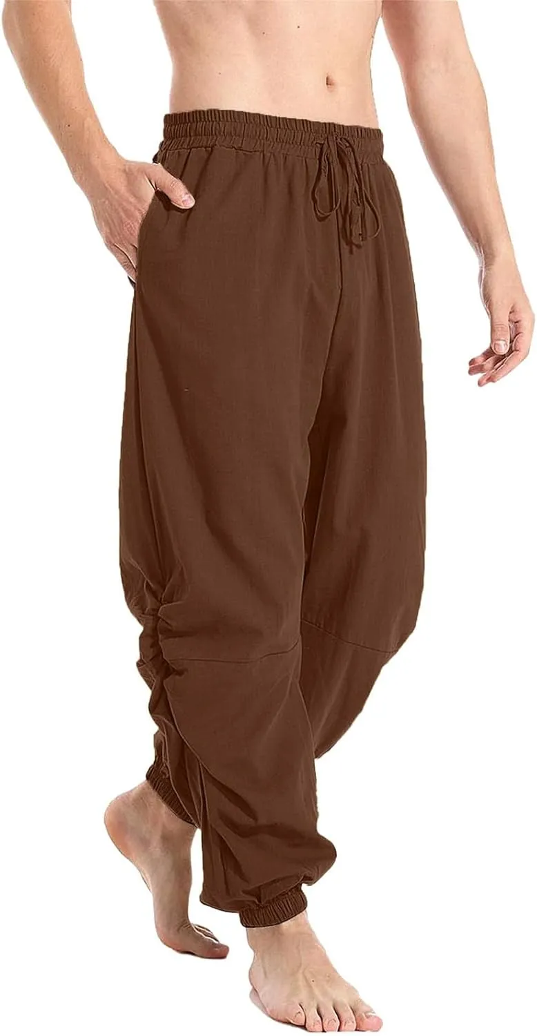 Men's Summer Linen Pant Casual Regular Fit Hemmed Dress Pants Loose Fit Drawstring Elastic Waist Trousers Comfortable