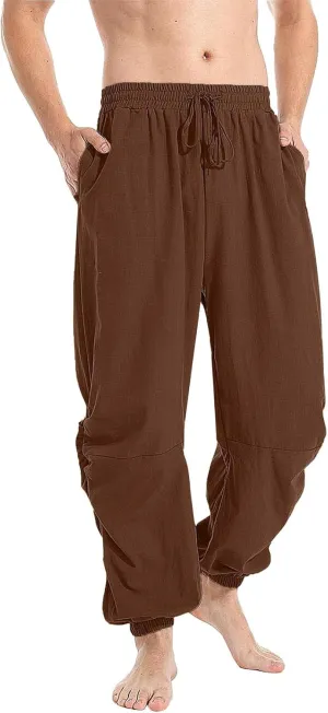 Men's Summer Linen Pant Casual Regular Fit Hemmed Dress Pants Loose Fit Drawstring Elastic Waist Trousers Comfortable