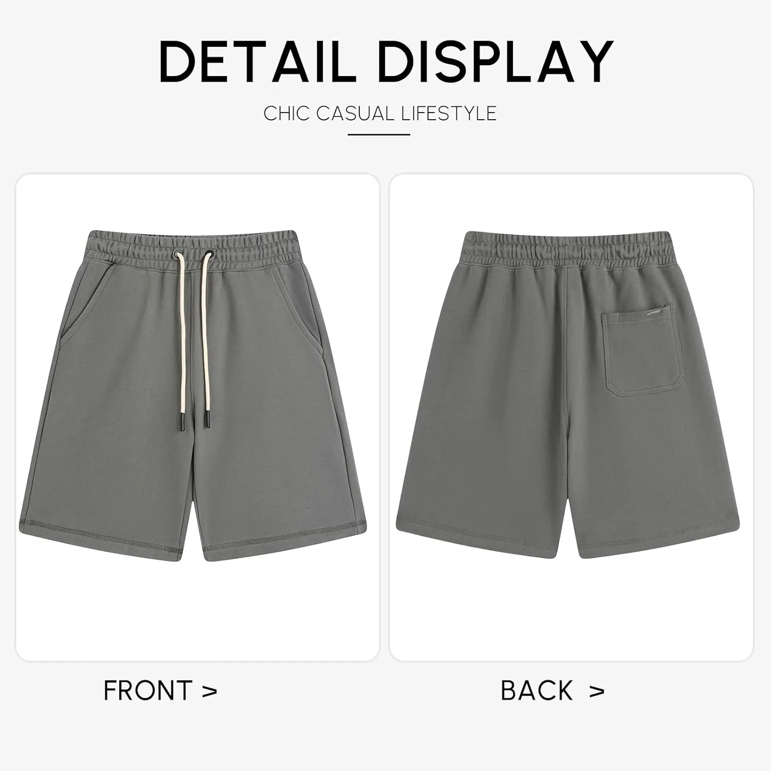 Mens Sweat Shorts with Pockets Drawstring Athletic Gym Shorts Cotton Workout Running Shorts