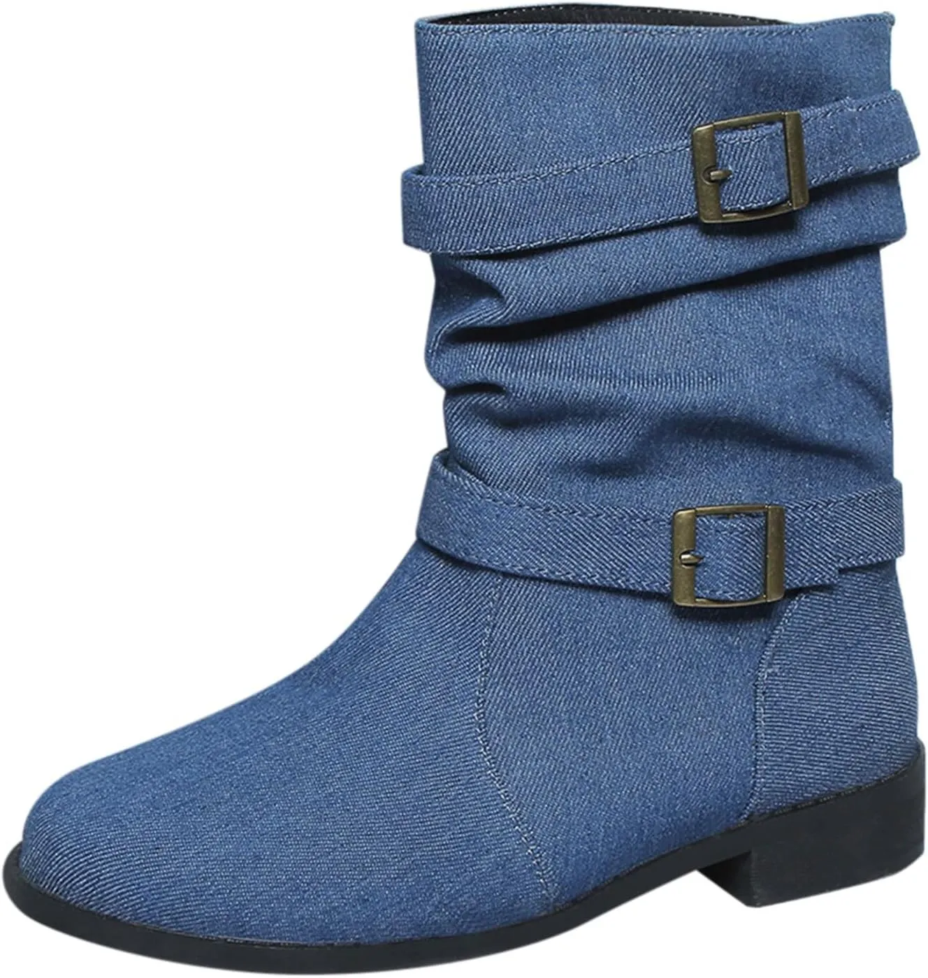 Mid Calf Boots for Women Round Toe Square Heel Ankle Boots for Women Low Heel Hiking Boots Women Waterproof