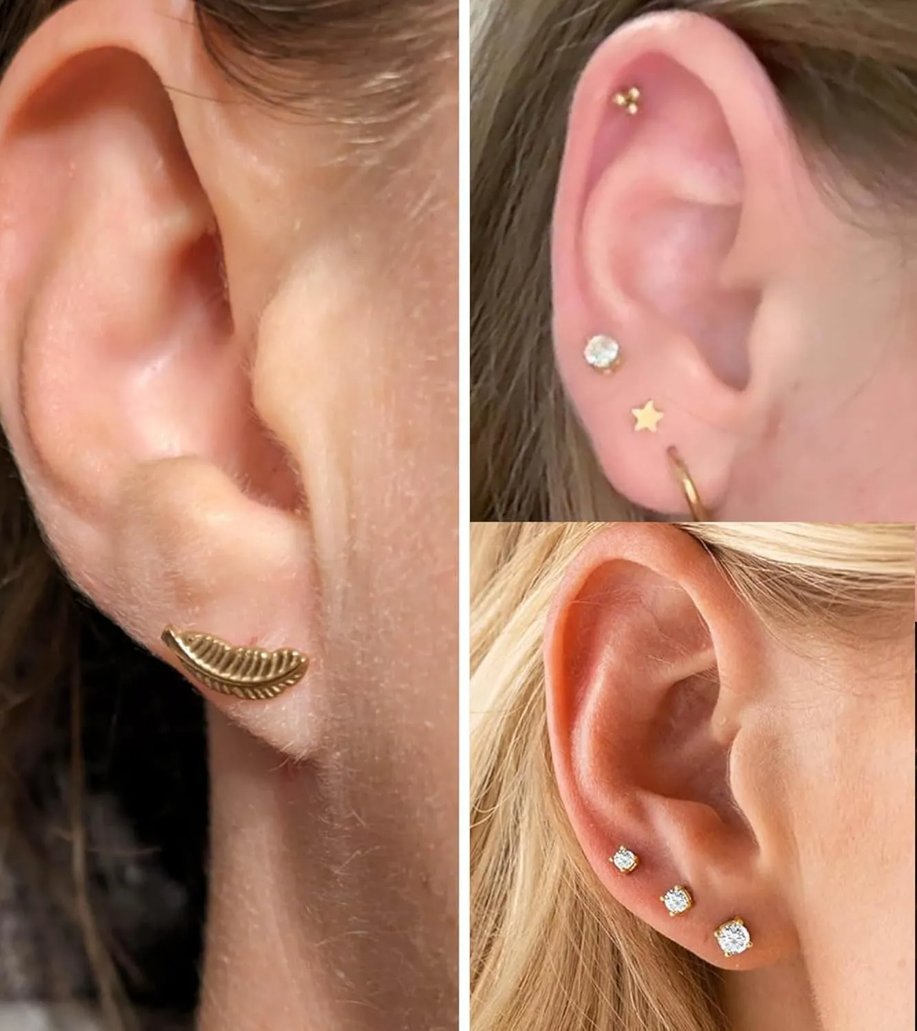 MODRSA Gold Cartilage Earring Silver Cartilage Piercing Jewelry 16g Helix Piercing Jewelry Cartilage Hoop Earring Helix Earrings Silver Cartilage Earring Stud 16 Gauge Cartilage Earrings for Women