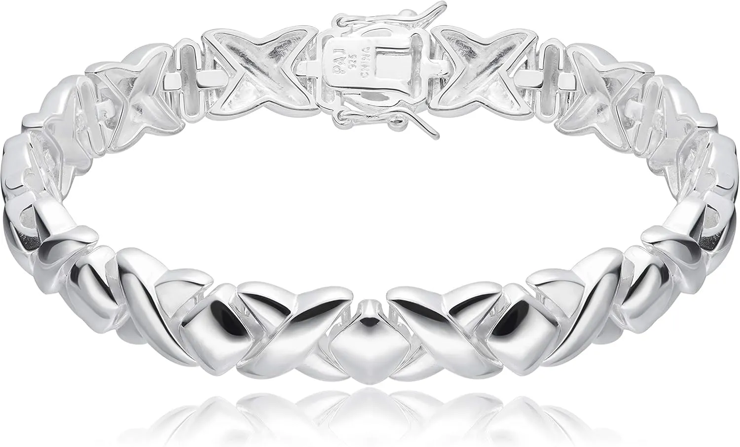 MORGAN & PAIGE .925 Sterling Silver XOXO Hugs and Kisses Tennis Bracelets for Women - Polished Finish Elegant Design for Friendship and Relationship, Silver Bracelets for Women 7 inch
