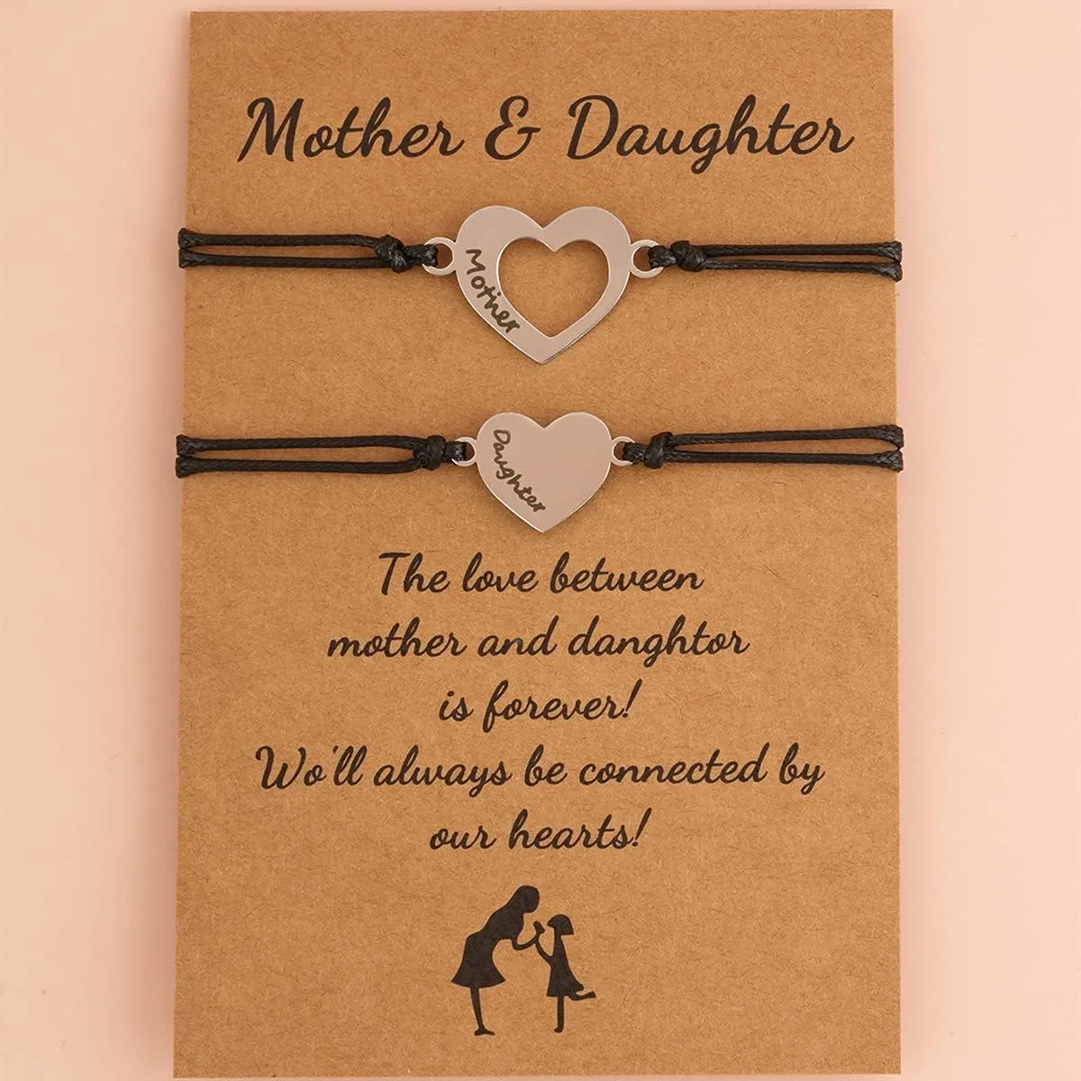 Mother Daughter Bracelets Set for 2 Matching Bracelets for Mom and Daughter Gift from Mom Daughter Heart Bracelets for Women
