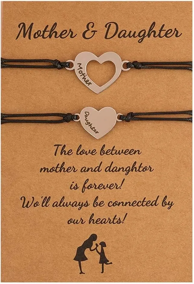 Mother Daughter Bracelets Set for 2 Matching Bracelets for Mom and Daughter Gift from Mom Daughter Heart Bracelets for Women