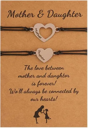 Mother Daughter Bracelets Set for 2 Matching Bracelets for Mom and Daughter Gift from Mom Daughter Heart Bracelets for Women