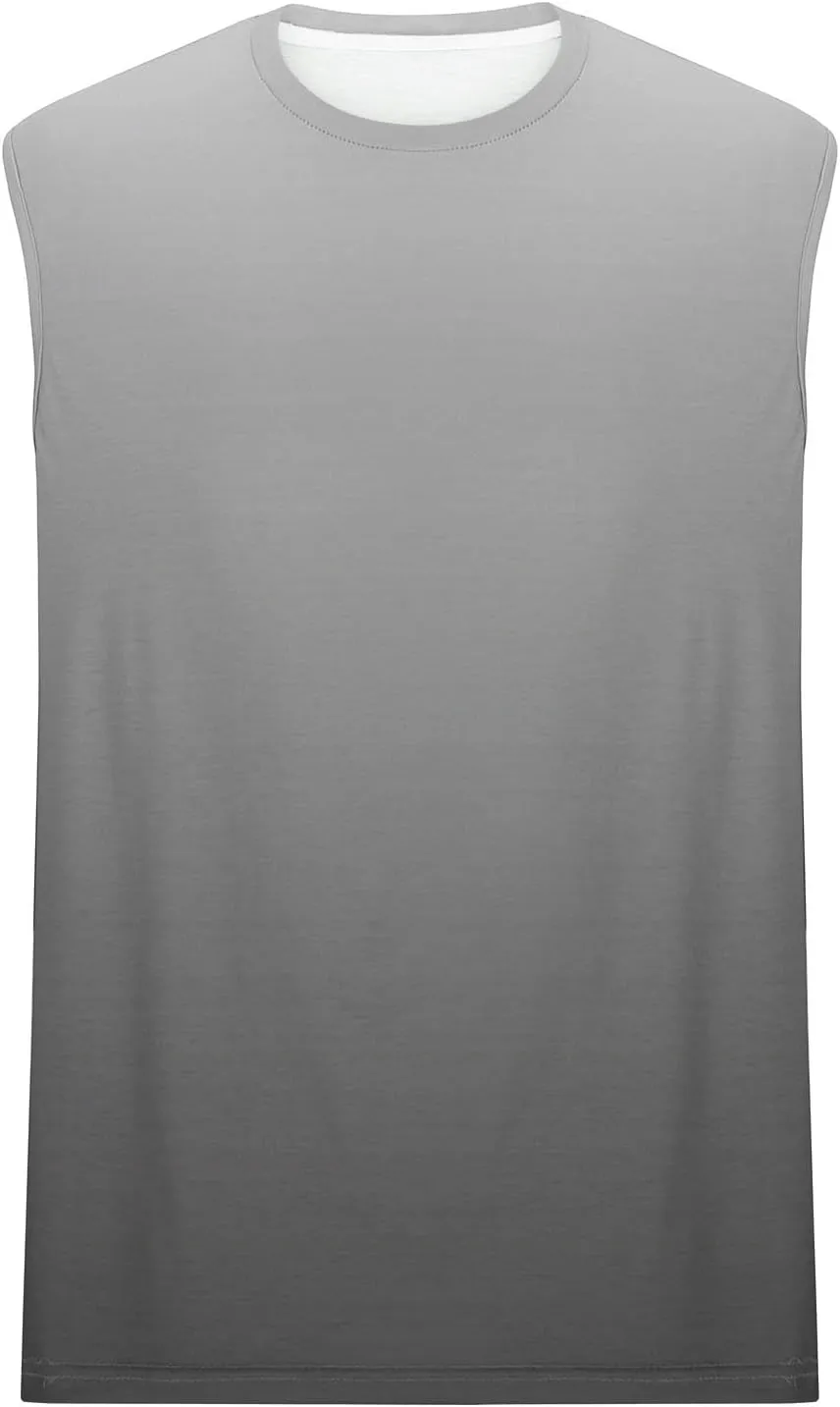 Muscle Fit Tank Tops T Shirts for Men Sleeveless Tie Dye Graphic Tees Summer Cut Off Workout Running Shirt Loose Fit