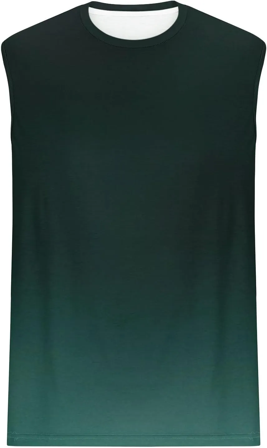Muscle Fit Tank Tops T Shirts for Men Sleeveless Tie Dye Graphic Tees Summer Cut Off Workout Running Shirt Loose Fit