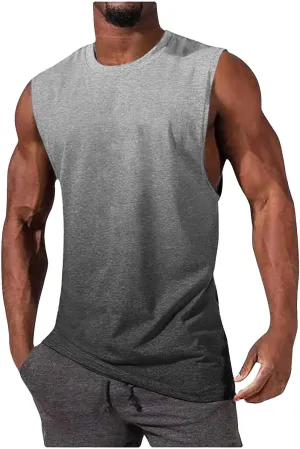 Muscle Fit Tank Tops T Shirts for Men Sleeveless Tie Dye Graphic Tees Summer Cut Off Workout Running Shirt Loose Fit