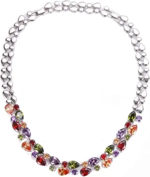 Necklaces for Women, Classic Multi Gemstones Silver Necklaces with Amethyst Garnet Morganite Peridot Women Jewelry