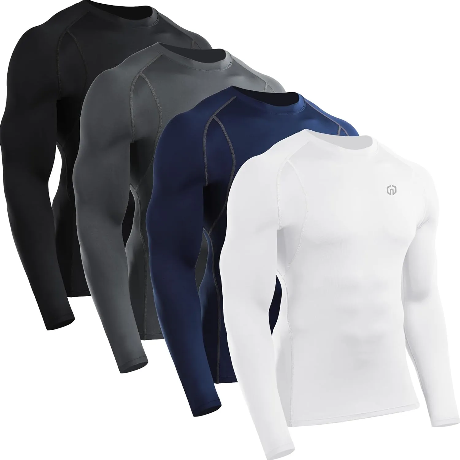 NELEUS 4 Pack Men's Workout Long Sleeve Shirts Compression Dry Fit Muscle Tops