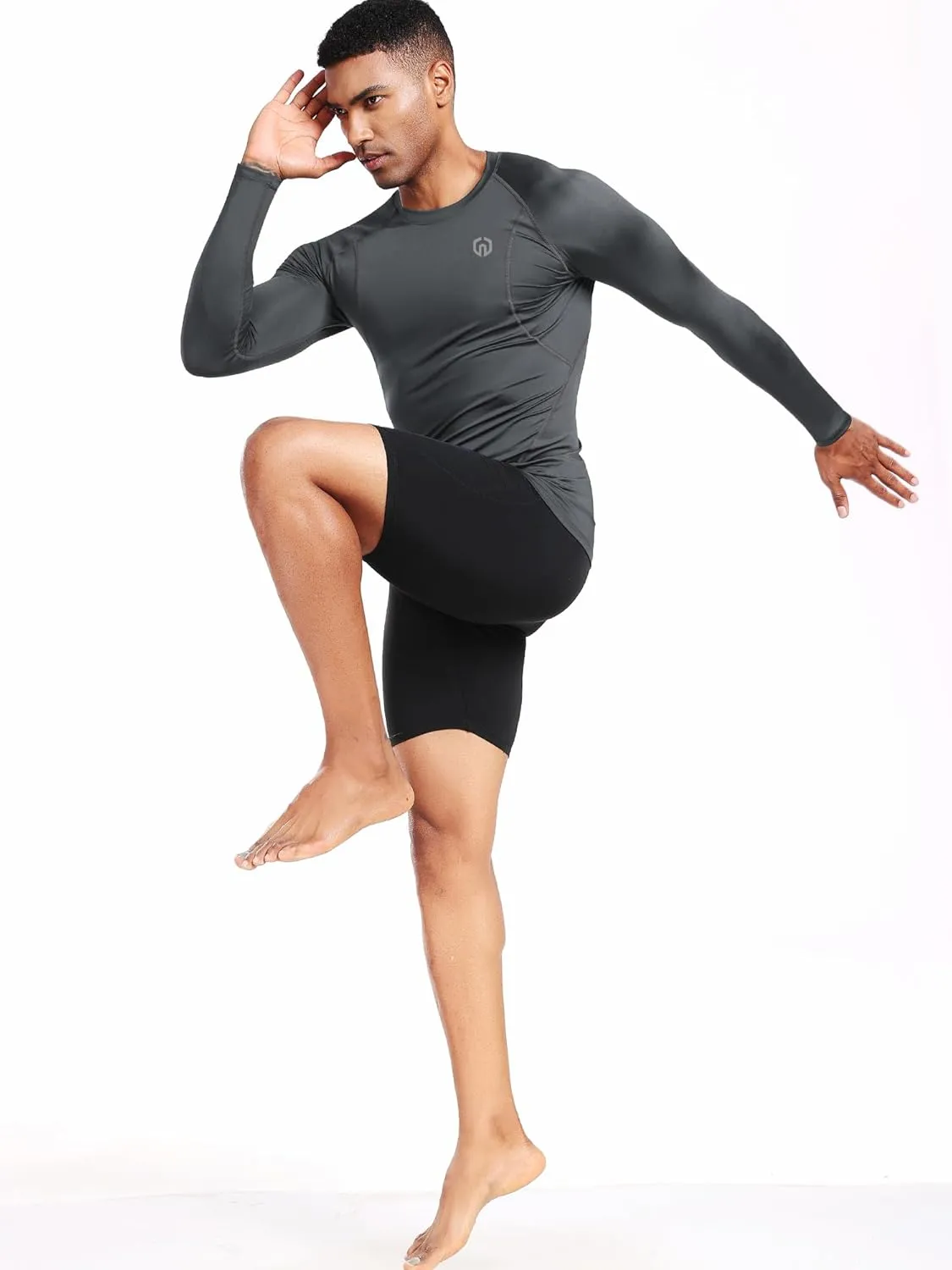 NELEUS 4 Pack Men's Workout Long Sleeve Shirts Compression Dry Fit Muscle Tops