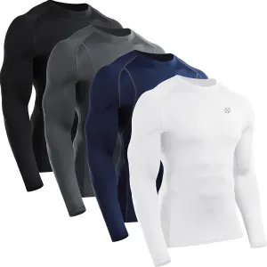 NELEUS 4 Pack Men's Workout Long Sleeve Shirts Compression Dry Fit Muscle Tops