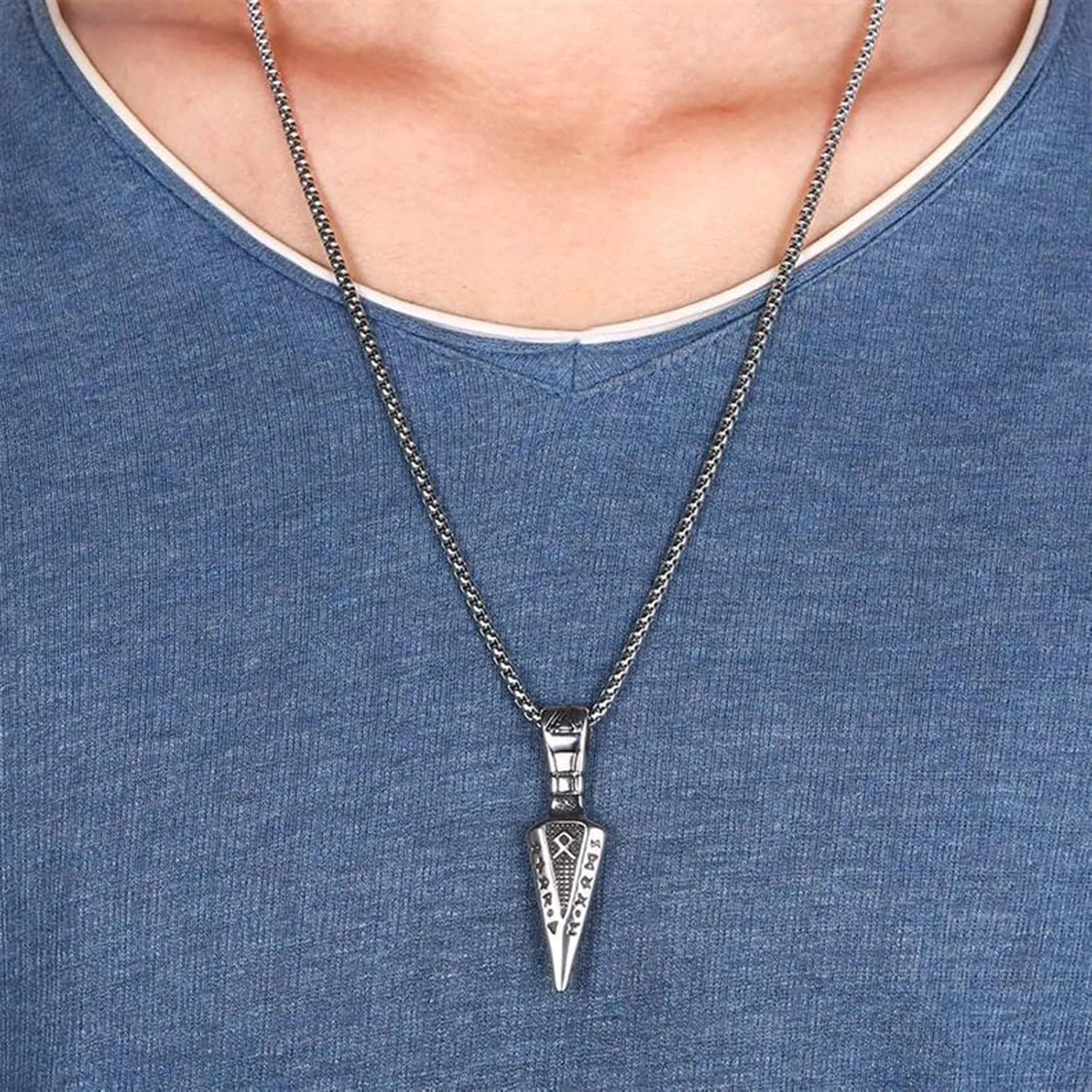 NEWITIN 12 Pieces Stainless Steel Necklaces for Men Hypoallergenic Necklace Unisex Punk Necklace Amulet Pendant Nail Cross Viking Necklaces for Men Women