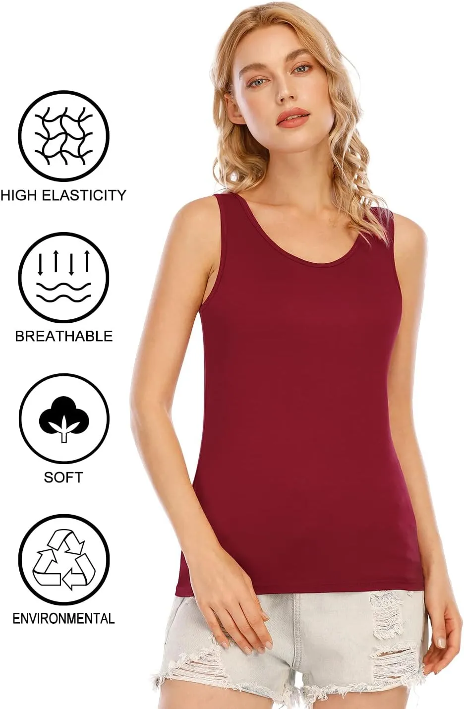 Orrpally Basic Tank Tops for Women Undershirts Tanks Top Lightweight Camis Tank Tops 4-Pack