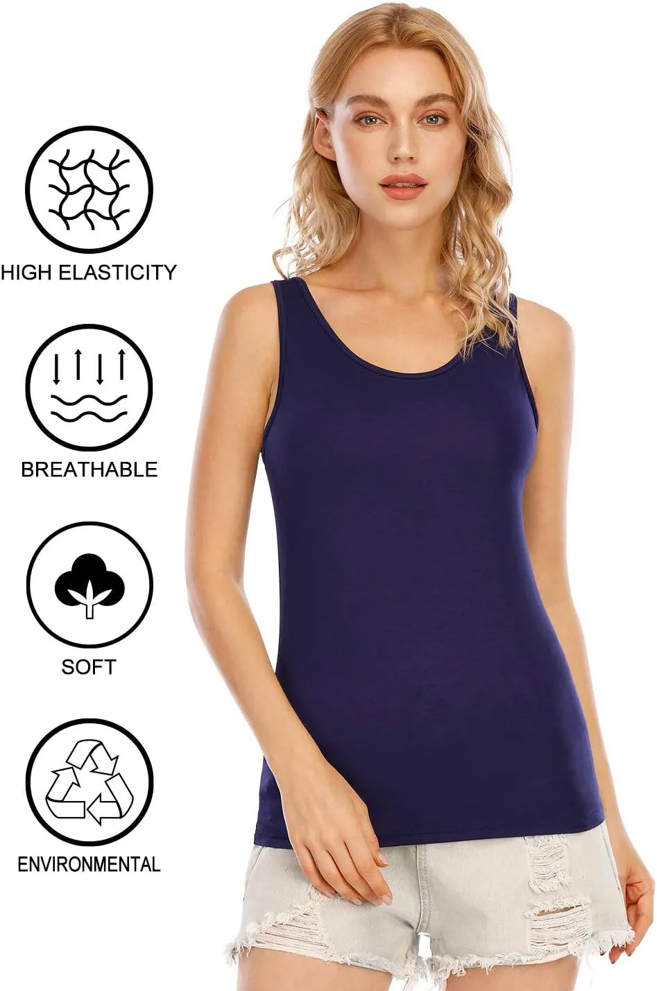 Orrpally Basic Tank Tops for Women Undershirts Tanks Top Lightweight Camis Tank Tops 4-Pack