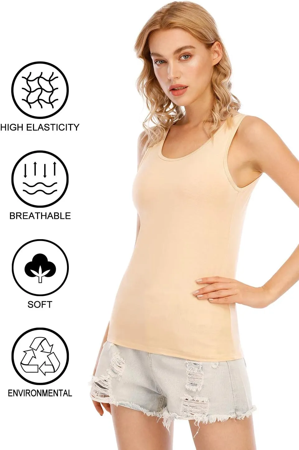 Orrpally Basic Tank Tops for Women Undershirts Tanks Top Lightweight Camis Tank Tops 4-Pack