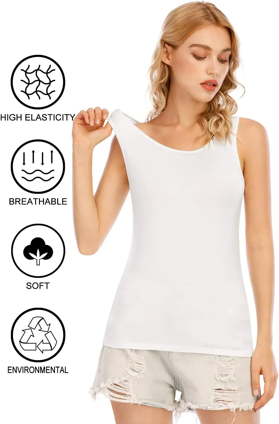 Orrpally Basic Tank Tops for Women Undershirts Tanks Top Lightweight Camis Tank Tops 4-Pack
