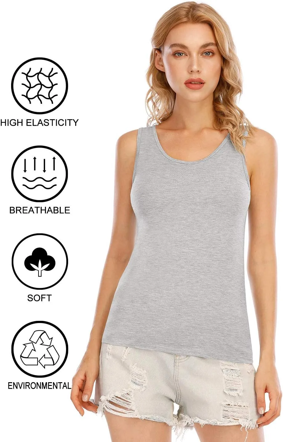 Orrpally Basic Tank Tops for Women Undershirts Tanks Top Lightweight Camis Tank Tops 4-Pack