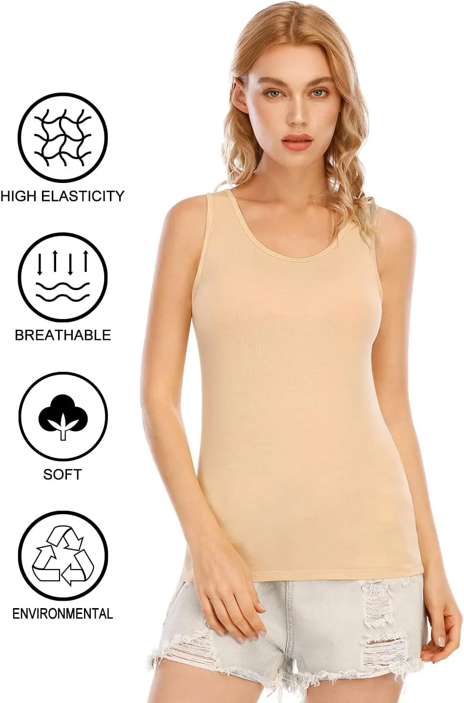 Orrpally Basic Tank Tops for Women Undershirts Tanks Top Lightweight Camis Tank Tops 4-Pack