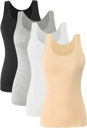 Orrpally Basic Tank Tops for Women Undershirts Tanks Top Lightweight Camis Tank Tops 4-Pack