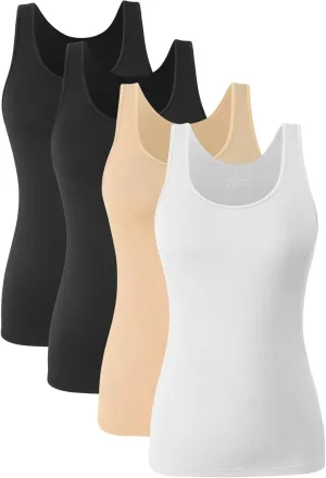 Orrpally Basic Tank Tops for Women Undershirts Tanks Top Lightweight Camis Tank Tops 4-Pack
