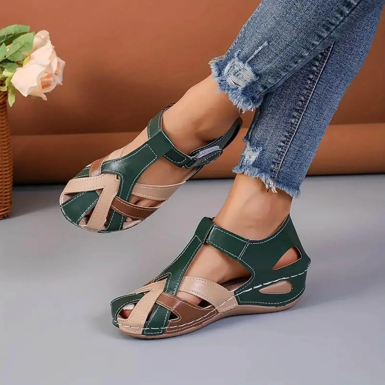Orthopedic Sandals For Women Closed Toe Platform Wedge Casual Sandal With Arch Support High Heel Sandals for