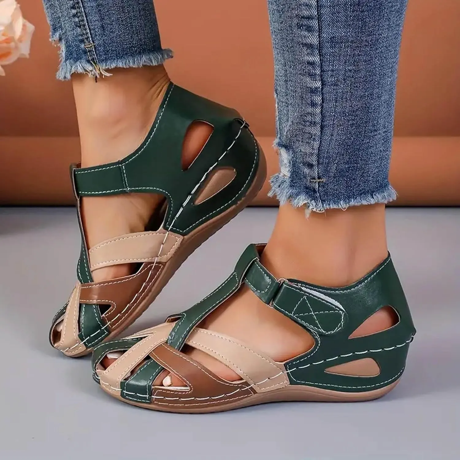 Orthopedic Sandals For Women Closed Toe Platform Wedge Casual Sandal With Arch Support High Heel Sandals for