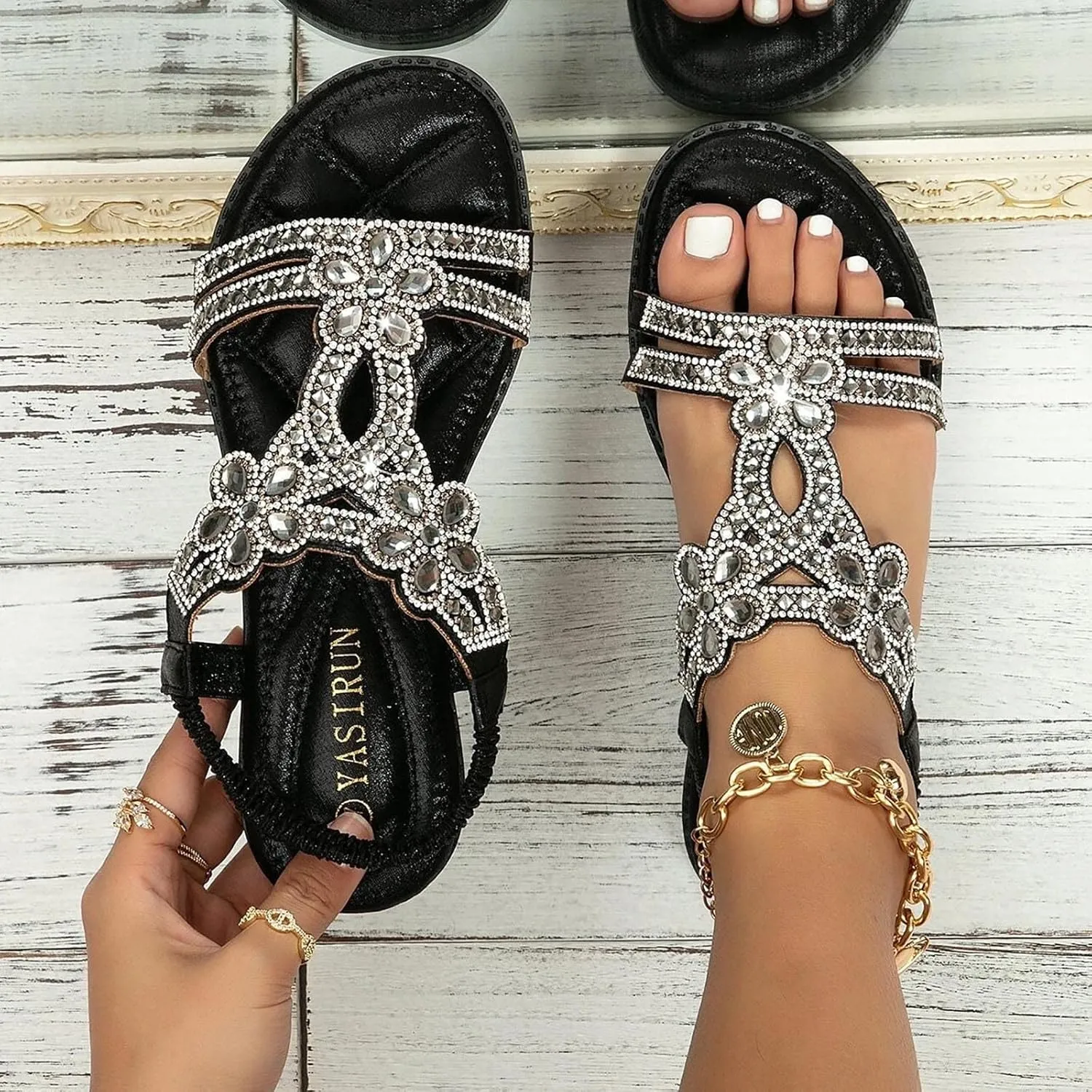 Orthopedic Sandals for Women Summer Beach Vacation Non-Slip Slippers Bohemian Dressy Wedding Shoes Breathable Open Toe Soft Sole Walking Footwear Fashion Comfortable Indoor Home Work Flat Sandals
