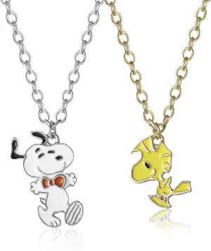 Peanuts Snoopy and Woodstock Best Friend Necklaces for 2 Official License, Set of 2 Friendship Necklaces