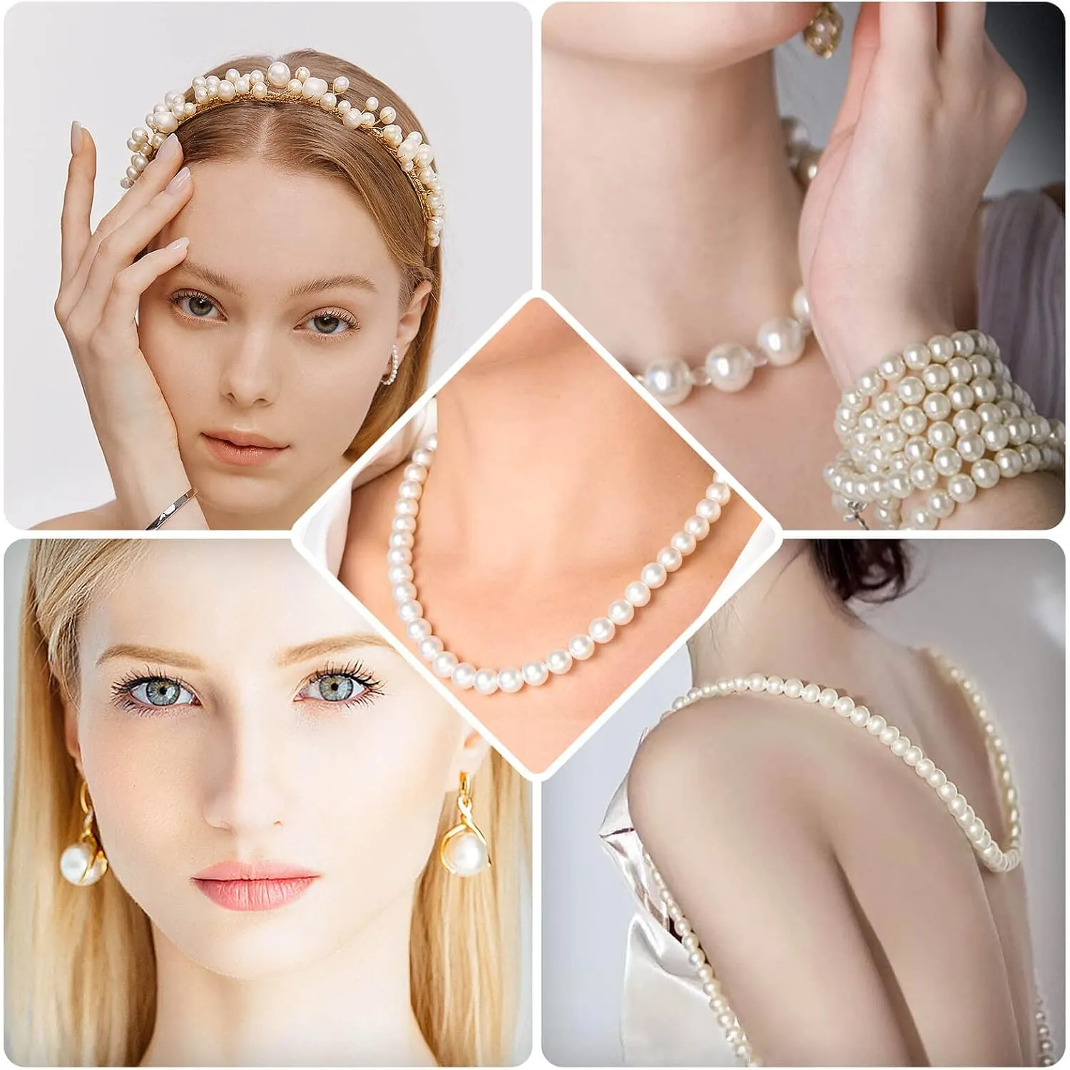 Pearl Beads for Craft, Anezus 200pcs Ivory Faux Fake Pearls, 12 MM Sew on Pearl Beads with Holes for Jewelry Making, Bracelets, Necklaces, Hairs, Crafts, Decoration and Vase Filler