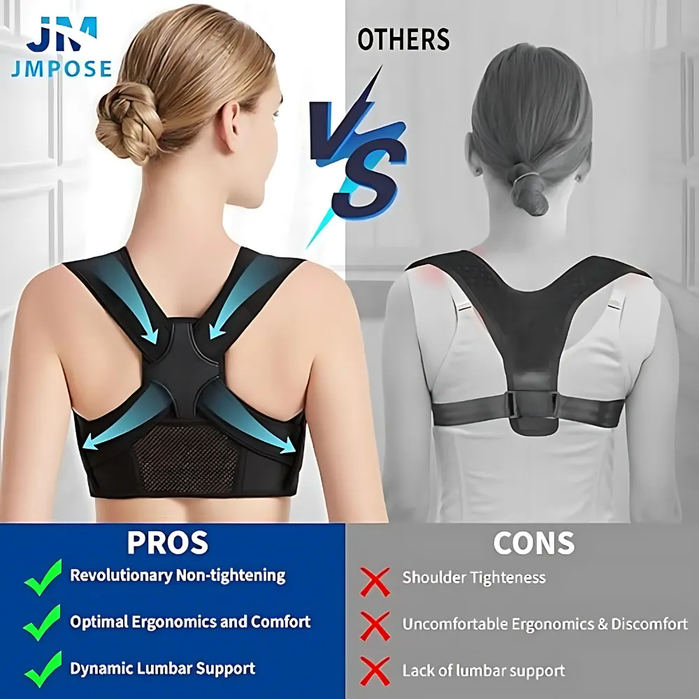 Posture Support Brace with Mesh and Padded Straps for Comfort