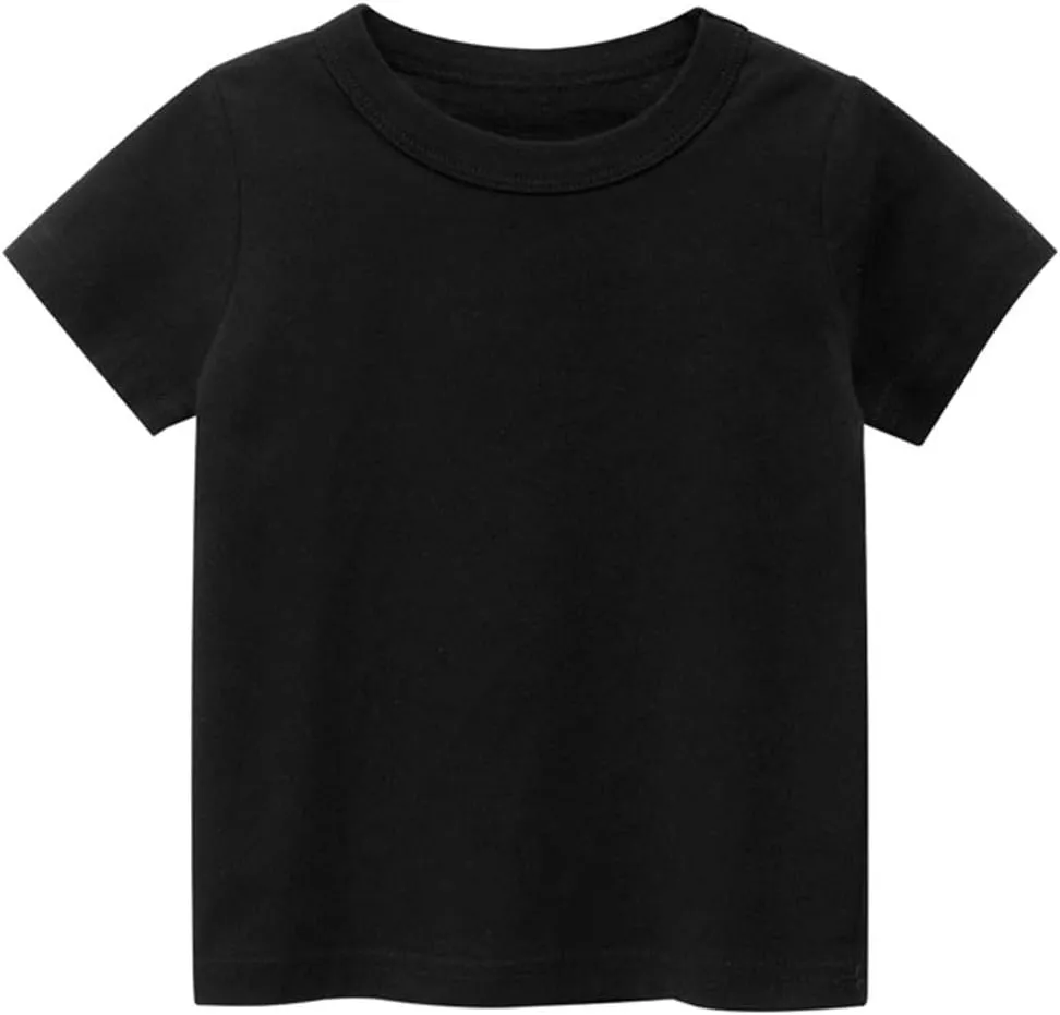 PTPUKE Kids' Tees Crewneck Cotton Solid T-Shirts Boys Girls Short Sleeve Toddler Comfort Soft T-Shirt Undershirt Tops
