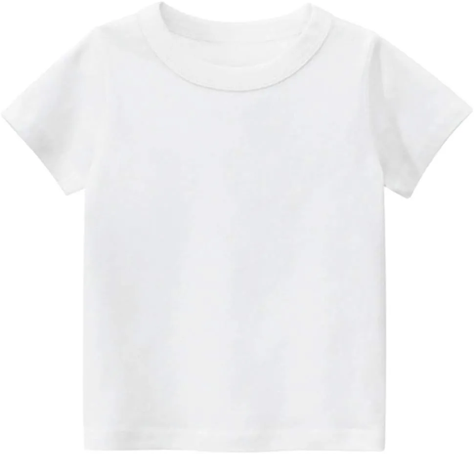 PTPUKE Kids' Tees Crewneck Cotton Solid T-Shirts Boys Girls Short Sleeve Toddler Comfort Soft T-Shirt Undershirt Tops