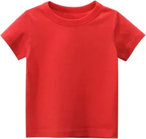 PTPUKE Kids' Tees Crewneck Cotton Solid T-Shirts Boys Girls Short Sleeve Toddler Comfort Soft T-Shirt Undershirt Tops