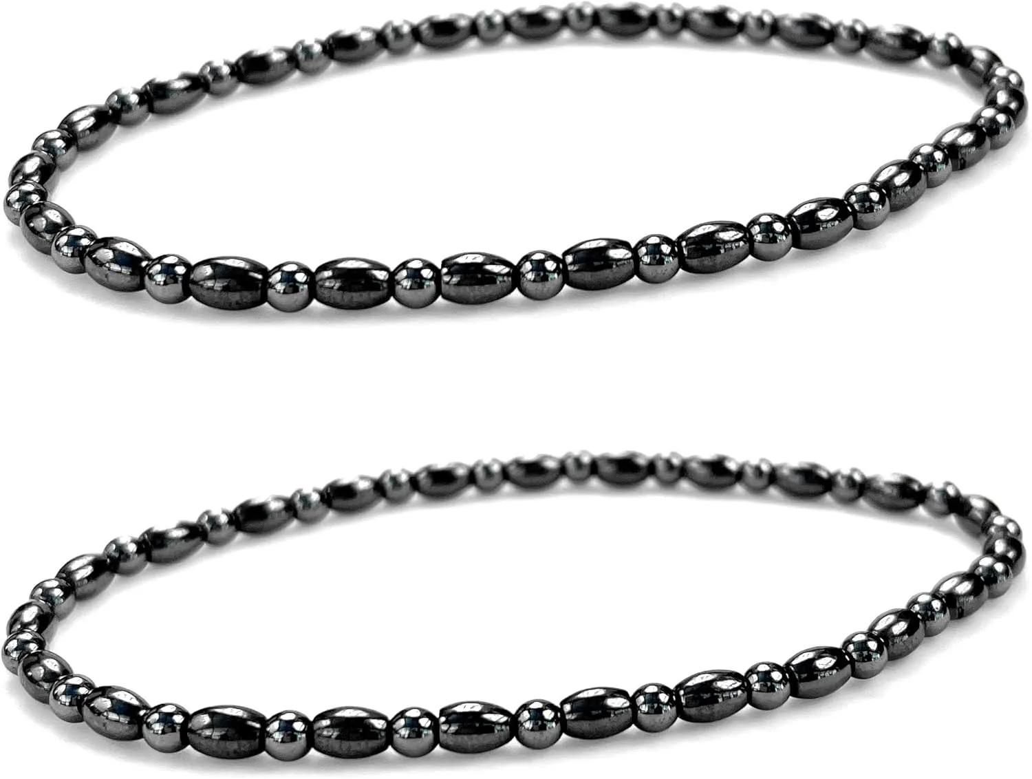 PURPLE WHALE 2 pcs Hematite Anklet Bracelet for Women Men 9.5"