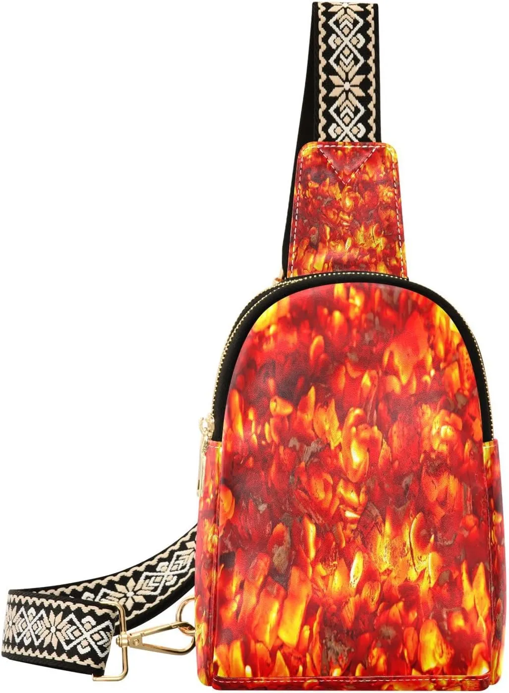 Red Hot Coals Fanny Pack Crossbody PC Leather Small Sling Bag for Women Fashion Waist Packs Chest Bag for Travel Sports Running Hiking