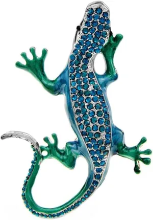 Rhinestone Lizard Gecko Brooch For Women Crystal Gecko Enamel Animal Pin Cute Fashion Coat Accessories Good Gift