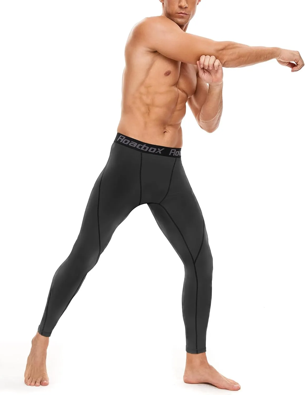 Roadbox 1, 2 or 3 Pack Men's Compression Pants Athletic Base Layer Cycling Tights Leggings for Running Yoga Basketball