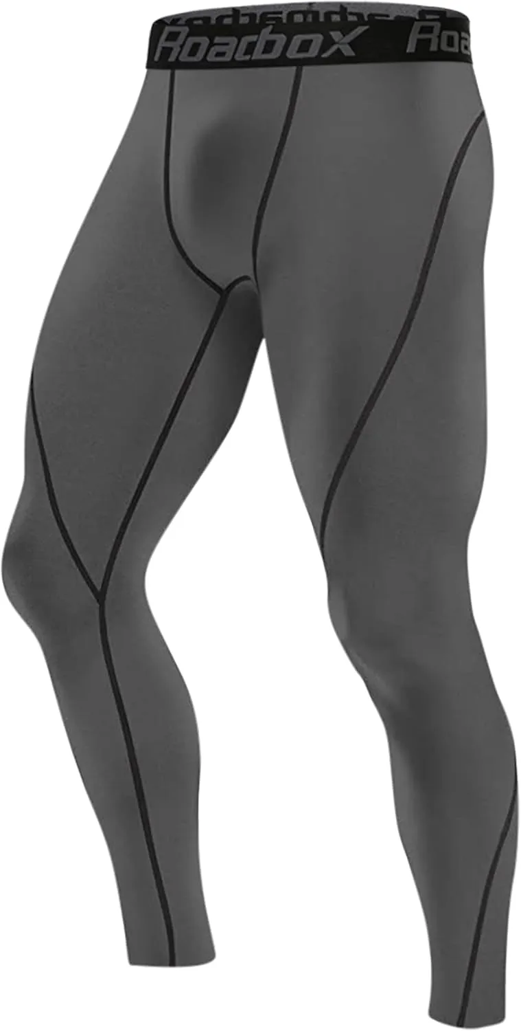 Roadbox 1, 2 or 3 Pack Men's Compression Pants Athletic Base Layer Cycling Tights Leggings for Running Yoga Basketball