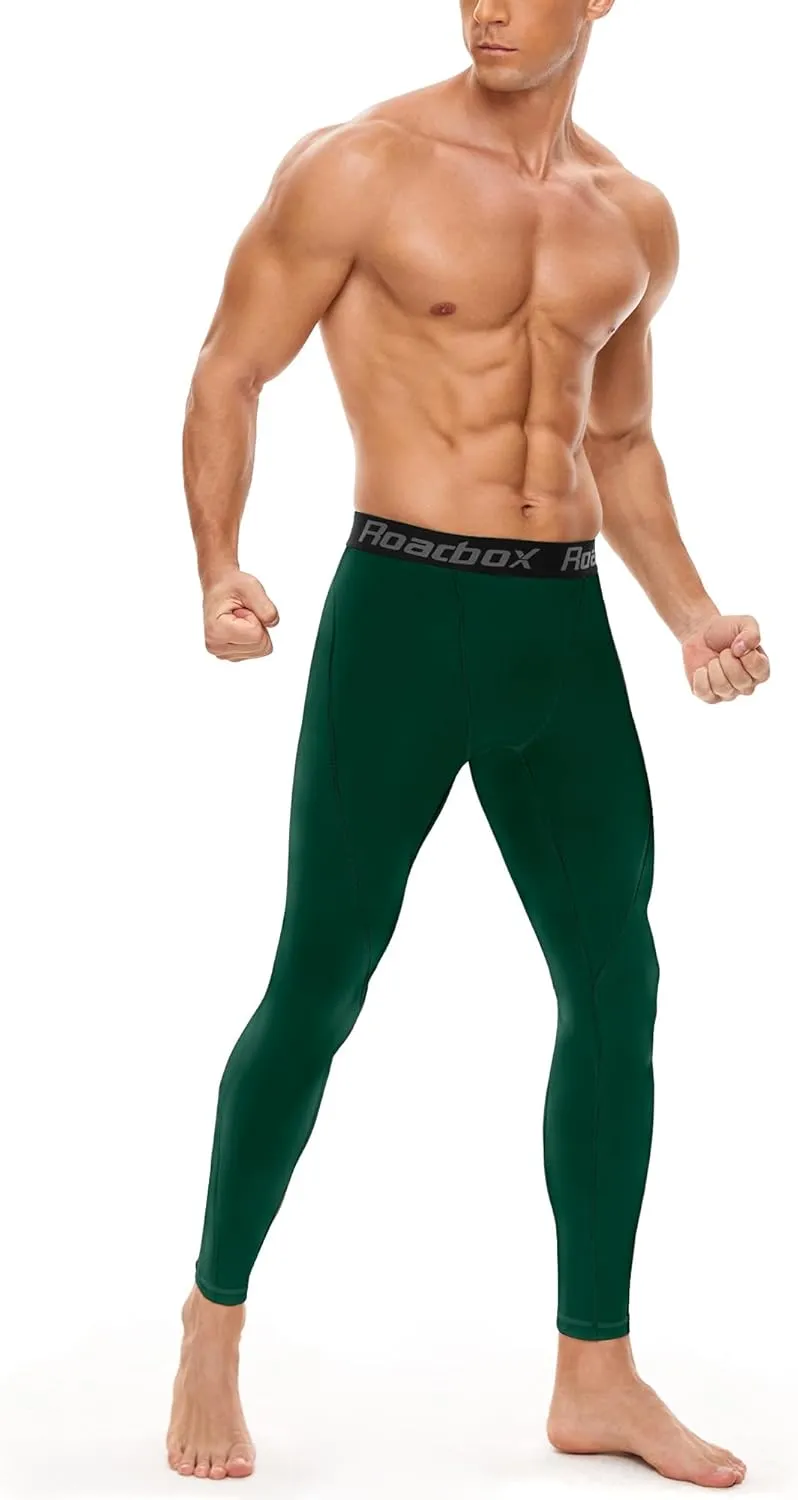 Roadbox 1, 2 or 3 Pack Men's Compression Pants Athletic Base Layer Cycling Tights Leggings for Running Yoga Basketball