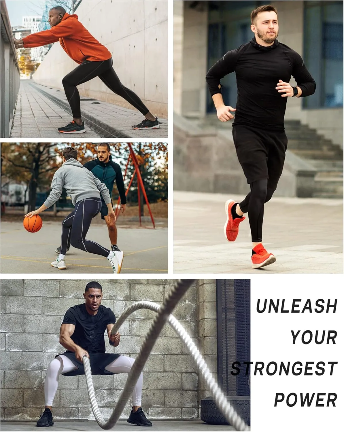 Roadbox 1, 2 or 3 Pack Men's Compression Pants Athletic Base Layer Cycling Tights Leggings for Running Yoga Basketball