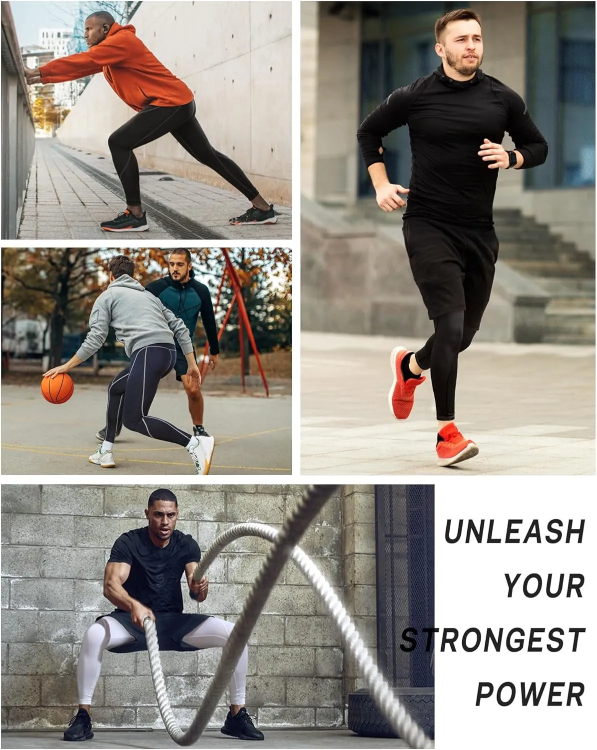 Roadbox 1, 2 or 3 Pack Men's Compression Pants Athletic Base Layer Cycling Tights Leggings for Running Yoga Basketball