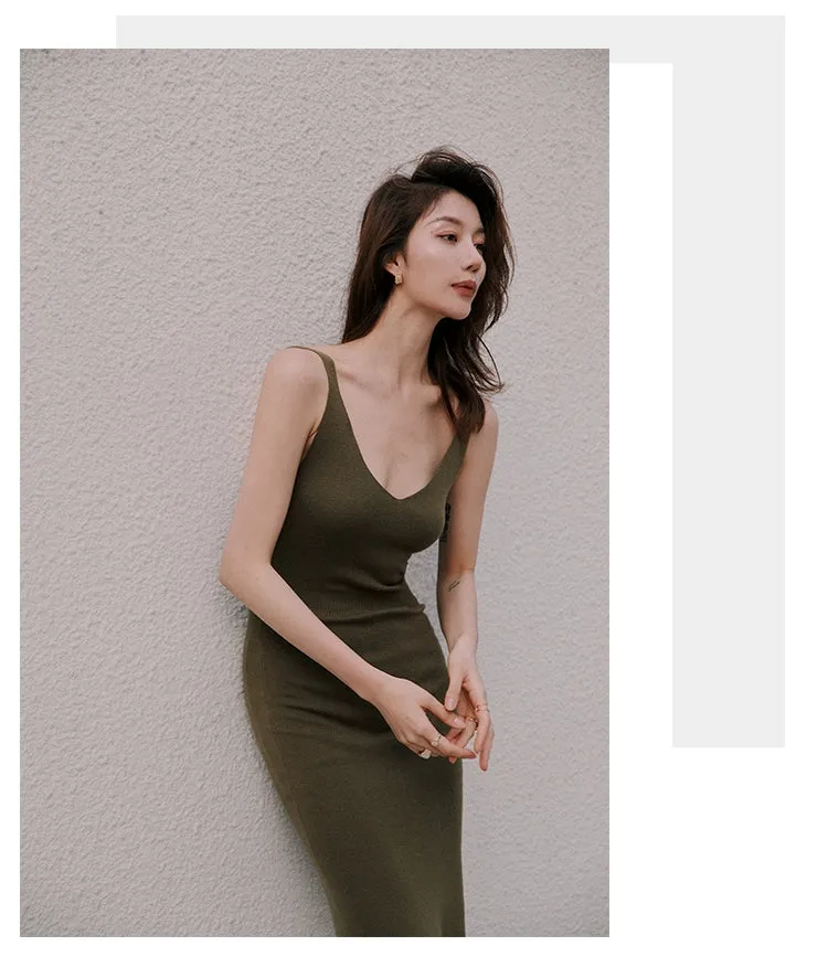 ROSEBANKS Grace Deep Olive Knitted Dress