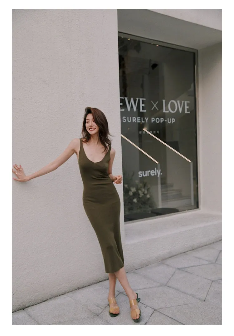 ROSEBANKS Grace Deep Olive Knitted Dress