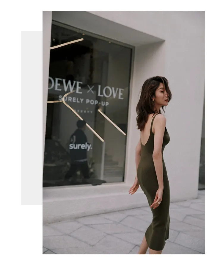 ROSEBANKS Grace Deep Olive Knitted Dress